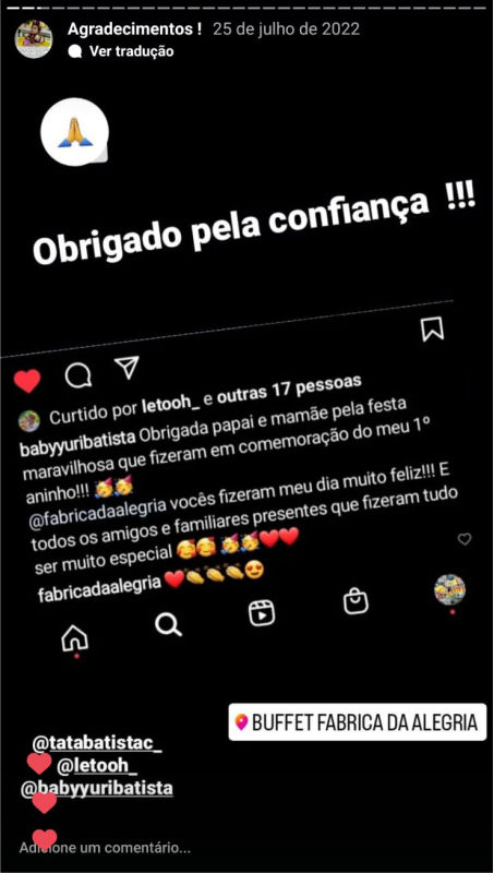 Depoimentos - Buffet Fábrica da Alegria