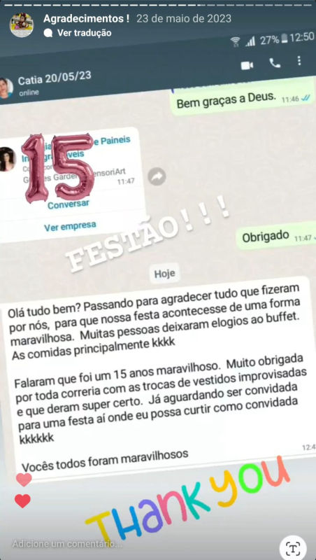 Depoimentos - Buffet Fábrica da Alegria