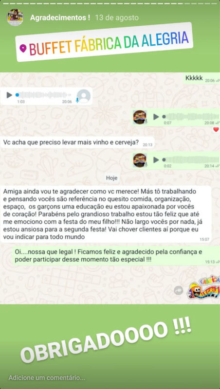 Depoimentos - Buffet Fábrica da Alegria
