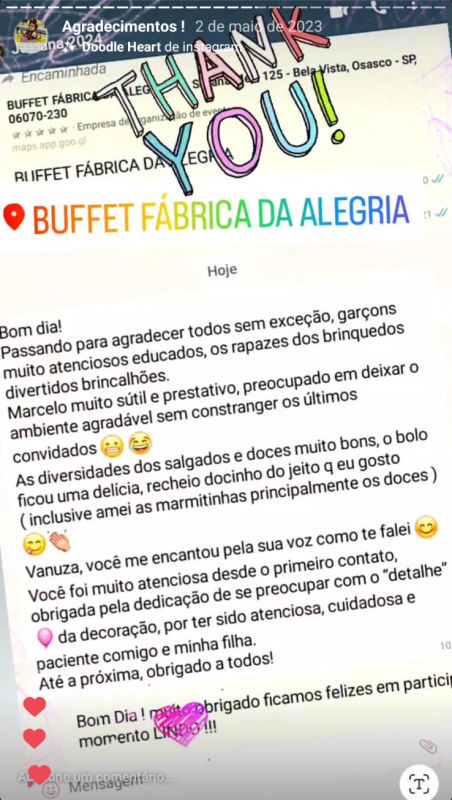 Depoimentos - Buffet Fábrica da Alegria