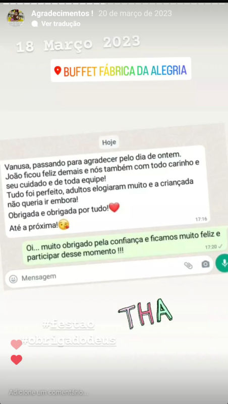 Depoimentos - Buffet Fábrica da Alegria