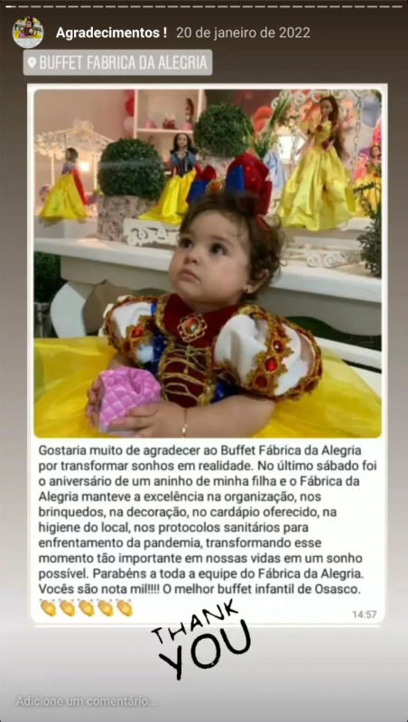 Depoimentos - Buffet Fábrica da Alegria