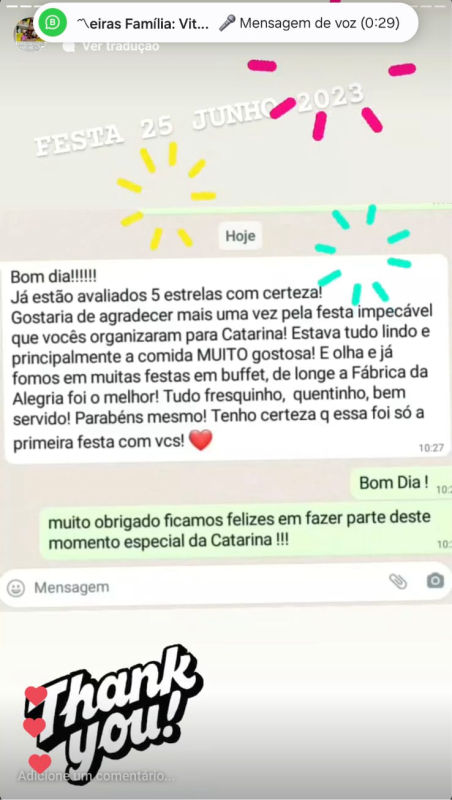 Depoimentos - Buffet Fábrica da Alegria
