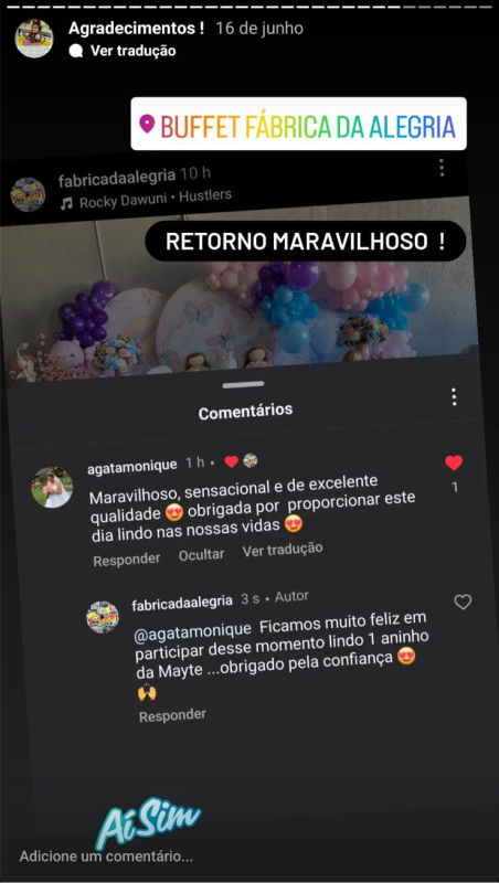 Depoimentos - Buffet Fábrica da Alegria