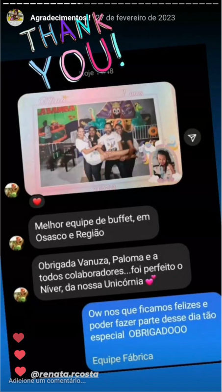 Depoimentos - Buffet Fábrica da Alegria