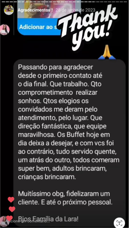 Depoimentos - Buffet Fábrica da Alegria