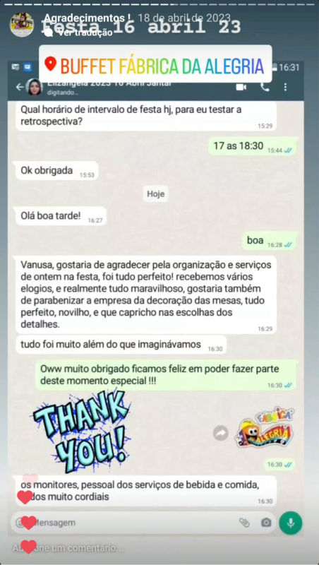 Depoimentos - Buffet Fábrica da Alegria